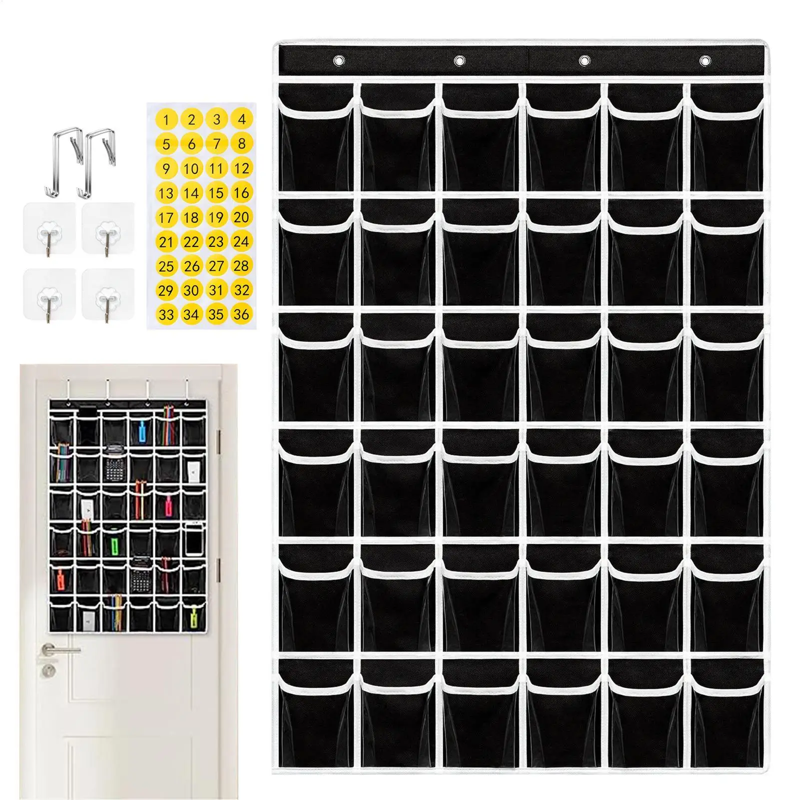 36 Clear Pockets Classroom Pocket Chart For Cell Phones Hanging Organizer For Calculator Holder