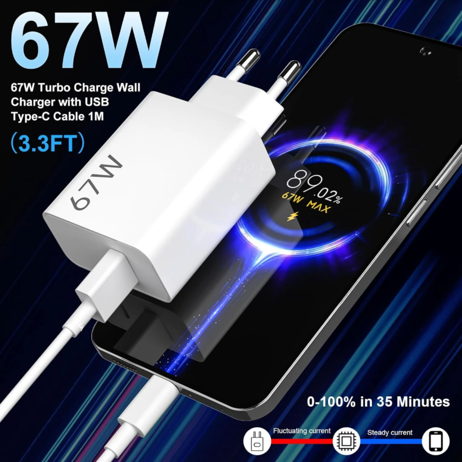 6A 67W Turbo Fast Phone Charger For Xiaomi 12 13T 14T Pro 15 Ultra Redmi Note 12T 13 14 POCO X5 X6 X7 F5 F6 F7 Type C USB Cable