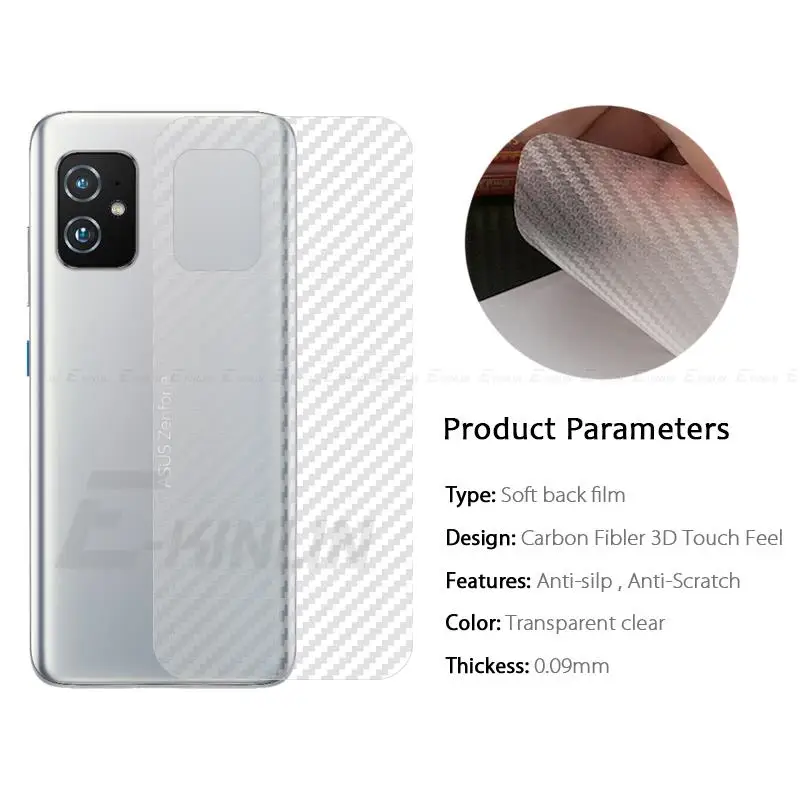 5pcs Soft 3D Carbon Fiber Screen Protector For ASUS Zenfone 10 9 8 8Z ZS590KS Flip ZS672KS Back Cover Protective Film Not Glass