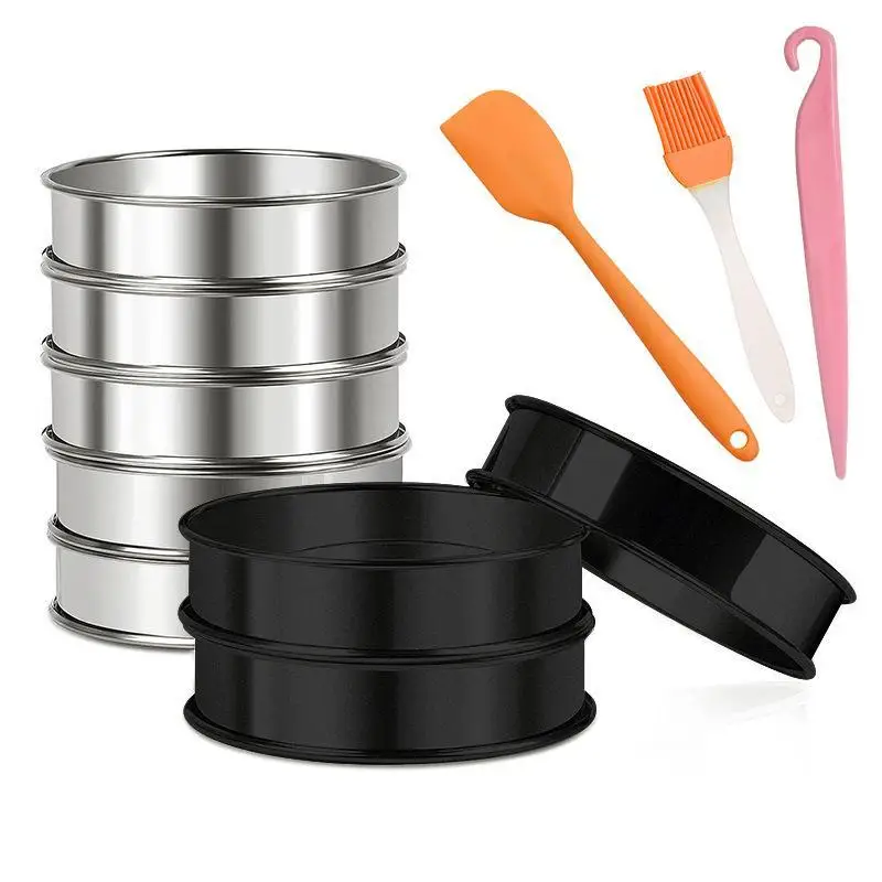 Stainless Steel Mousse Ring Round Cake Mold Double Rolled Tart Rings Fruit Pie Cake Dessert Cookie Making Kitchen Accessories