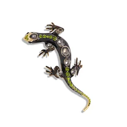 Women's Vintage Lizard Enamel Brooch Women's Coat Fashion Crystal Animal Solid Color Pins Emblem Suit Clothing Button Gift