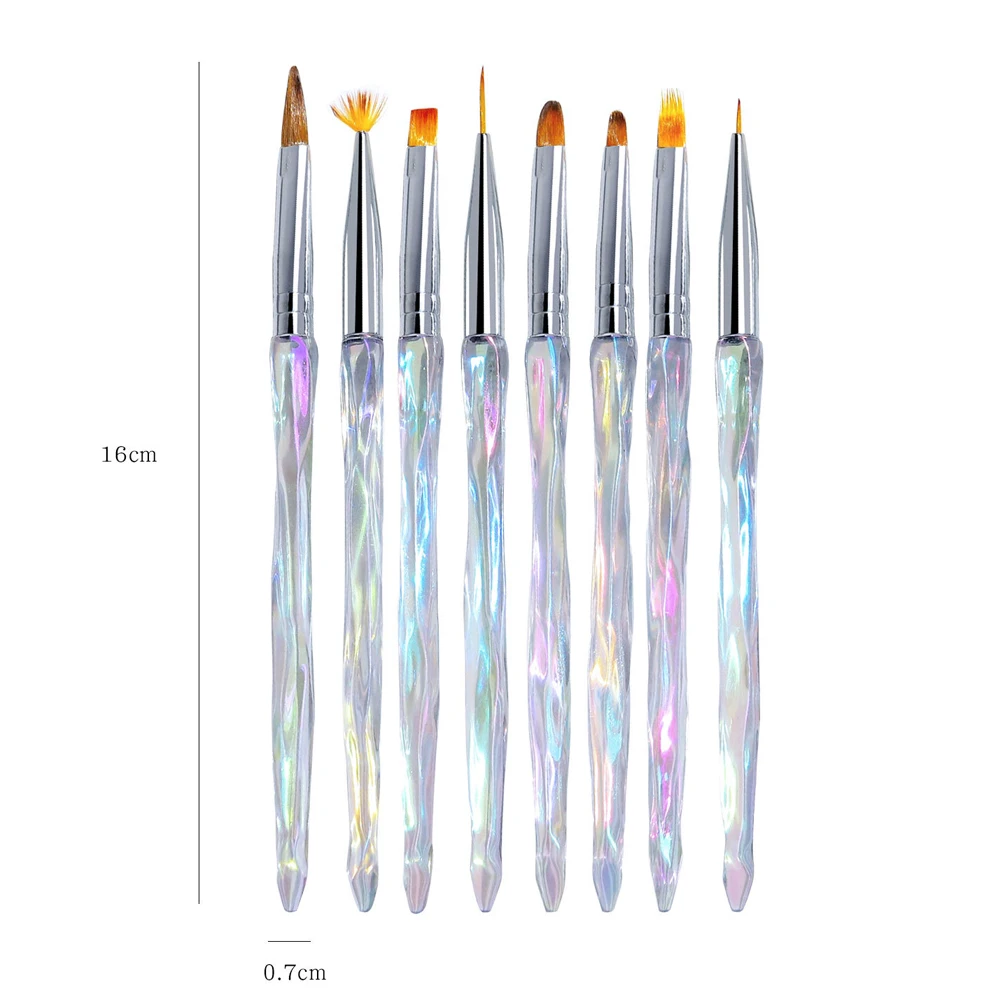 Aurora Gradient Nail Brush Set, DIY Manicure Pens for Nails Design, Various Nail Art Techniques, 8Pcs