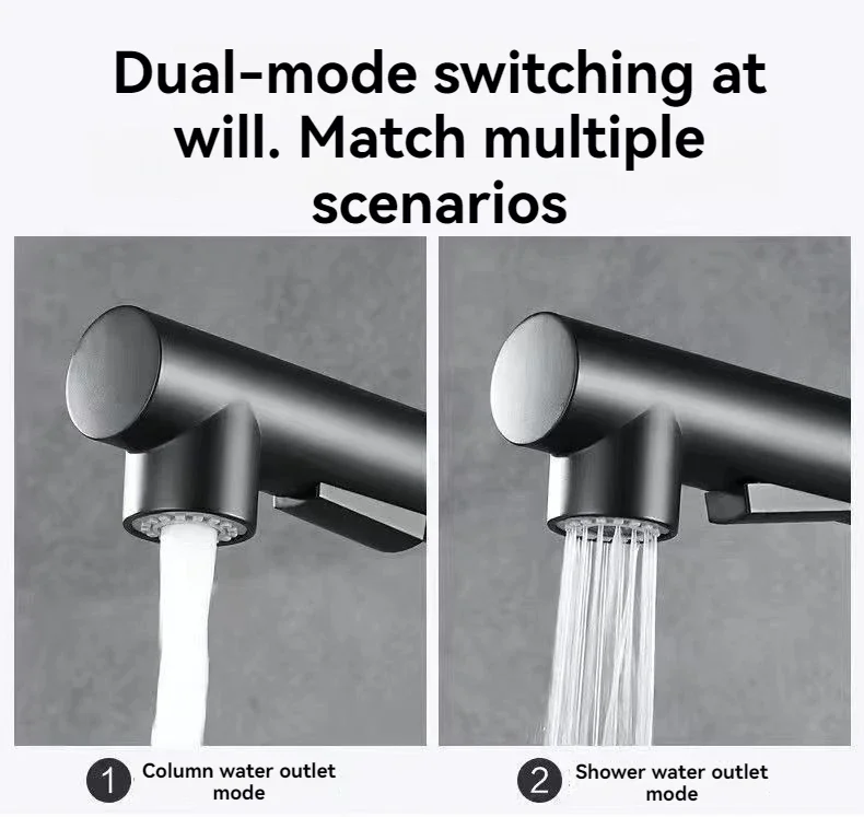Sink Faucet Two Model Stream Sprayer Nozzle Stainless Steel Hot Cold Wate Mixer Tap Deck  ping Black Pull Out Kitchen