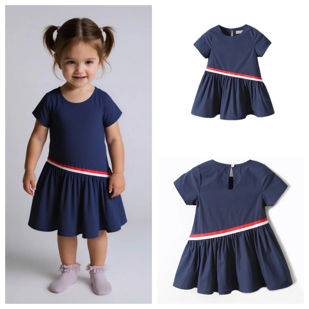 

Summer New Kids Soft Baby Girls Dresses Webbing Short Sleeve Cute Princess Party Clothes Cotton Kids Leisure Dresses Costume