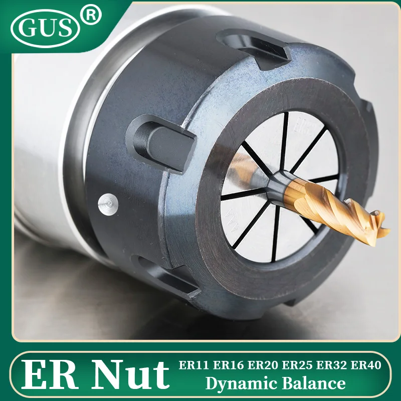GUS Dynamic Balance ER11 ER16 ER20 ER25 ER32 ER40 Collet Chuck Nut, Used for BT30 BT40 ISO HSK CNC Lathe Milling Tool Holder