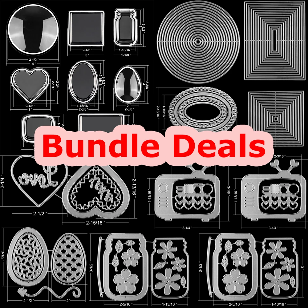 Bundle Deal Jar Heart Egg TV Dimensional Shaker Domes Basic Geometry Shaker Blisters Easter Valentine's Day Card Making Supplies