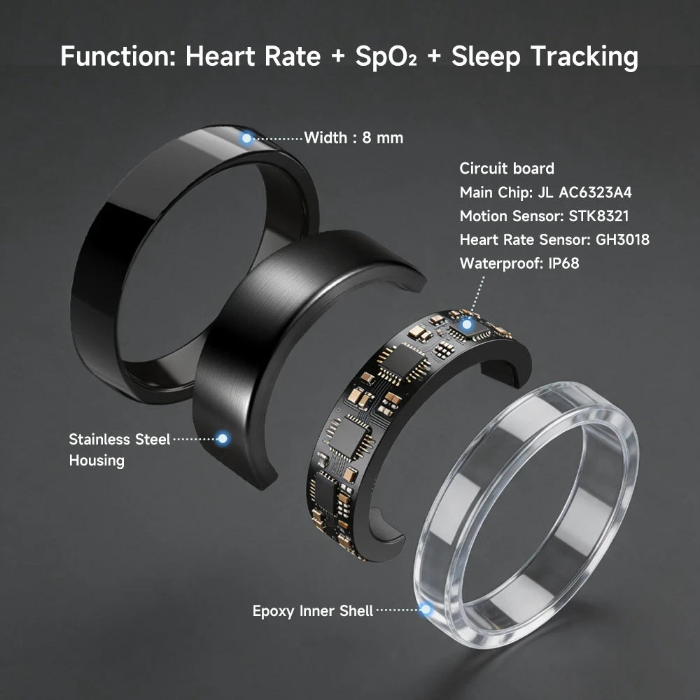 Intelligent Smart Rings for IOS/Android Sleep Health Care App Control Intelligent AI Smart Ring Health tracker Ios and Android