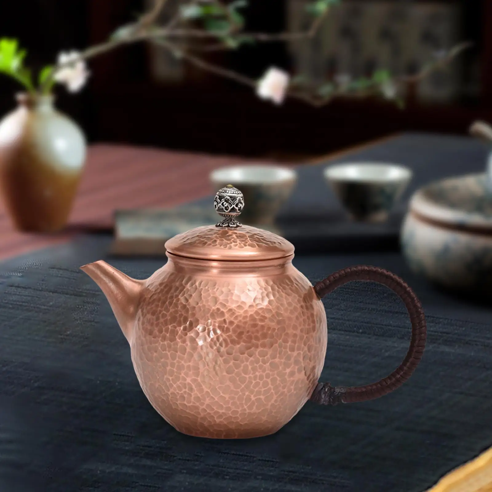 

Tea Kettle Solid Copper Tea Pot 350ml Anti Scalding Handle Handmade Kungfu Tea Pot Hot Water Kettle for Camping Hiking Home