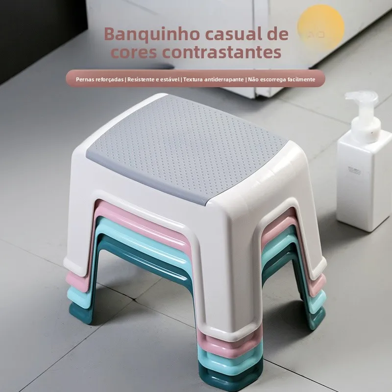 厚みのあるプラスチック製の小さなスツール家庭用滑り止め子供用靴交換スツールコーヒーテーブルフットレストトイレ入浴スツール