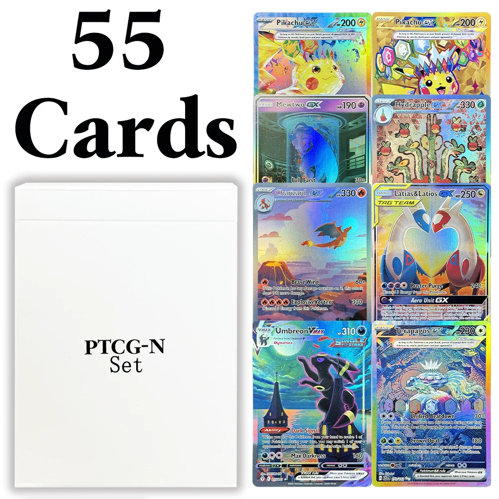 

Весь набор PKM 55 шт./компл. карты из прокси-фольги PTCG-N Terapagos ex MewtwoGX Charizard ex Hydrapple ex UmbreonVMAX Latias & Latios GX Set