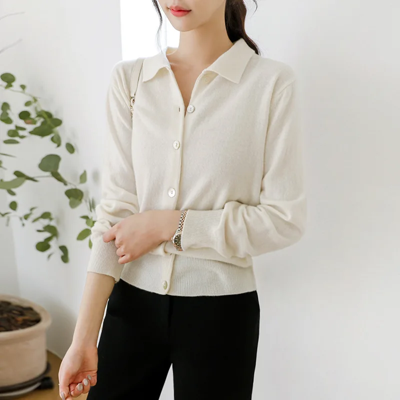 EMBELLIKE Knitted Polo Cardigan Button Up Collar Sweater Women M-XL