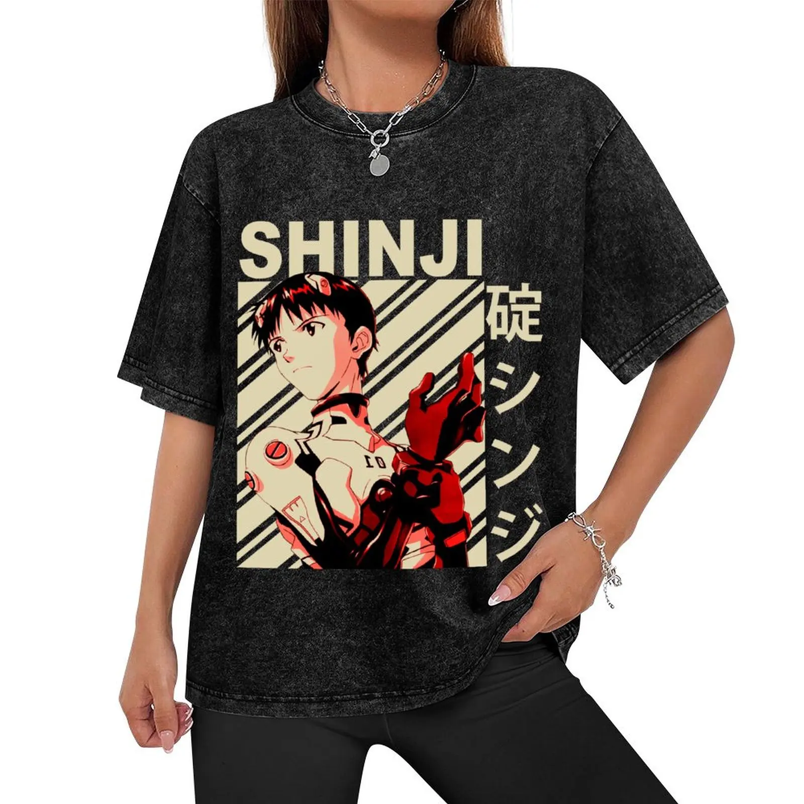 Shinji Ikari - Vintage Art T-Shirt animal prinfor boys hippie clothes anime t shirts mens t shirts top quality