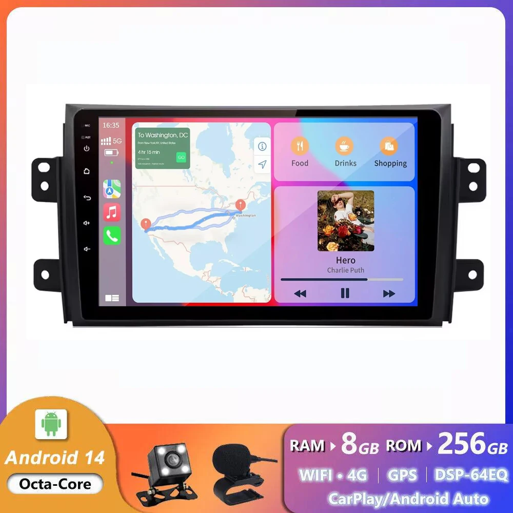 

2 Din Android 14 Car Radio For Suzuki SX4 2006 - 2014 For Fiat Sedici 2005 - 2014 Multimedia Video Player GPS Navi 2 din Carplay