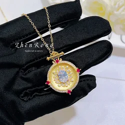 Vintage Zircon Geometric Pendant Necklace for Women Luxury Classic Stainless Steel Necklace Fashion Jewelry Accessories Gift
