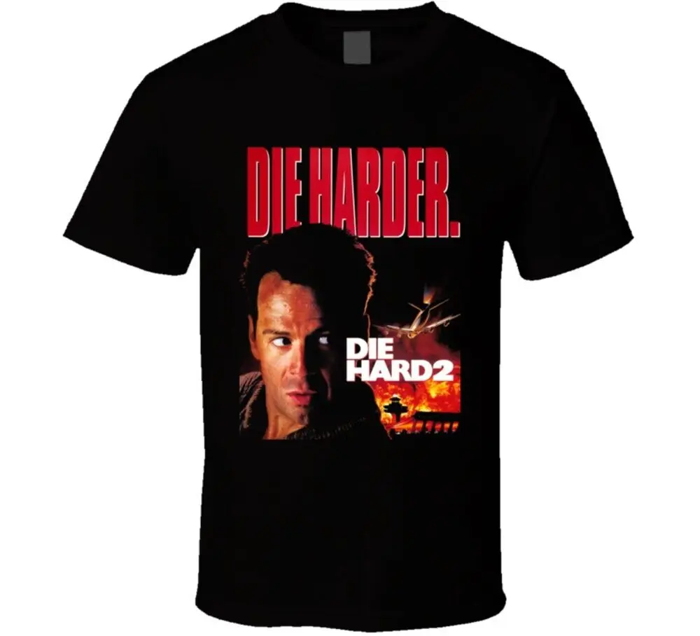 Die Harder Bruce Willis Die Hard 2 Retro Movie T Shirt High Quality 100%Cotton Short Sleeve