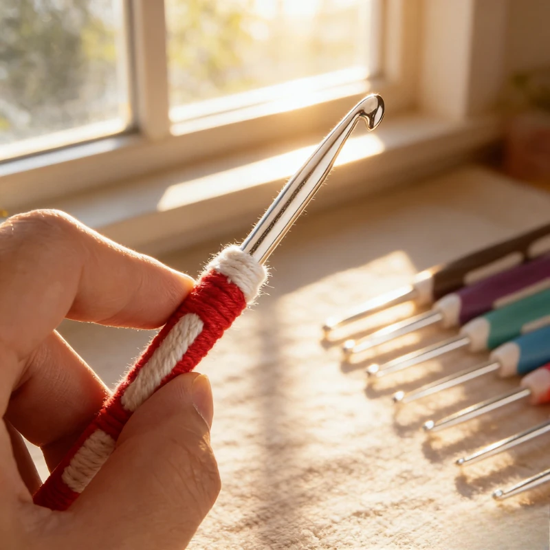 9-teiliges Häkelnadel-Set aus Aluminium mit buntem Griff für DIY-Projekte und Strickarbeiten