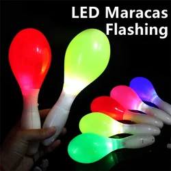 1pc Multi Color LED Maracas Flashing Light Lamp Sensory Glowing Sand Hammer Toys Music Learning Instruments For Concerts Party