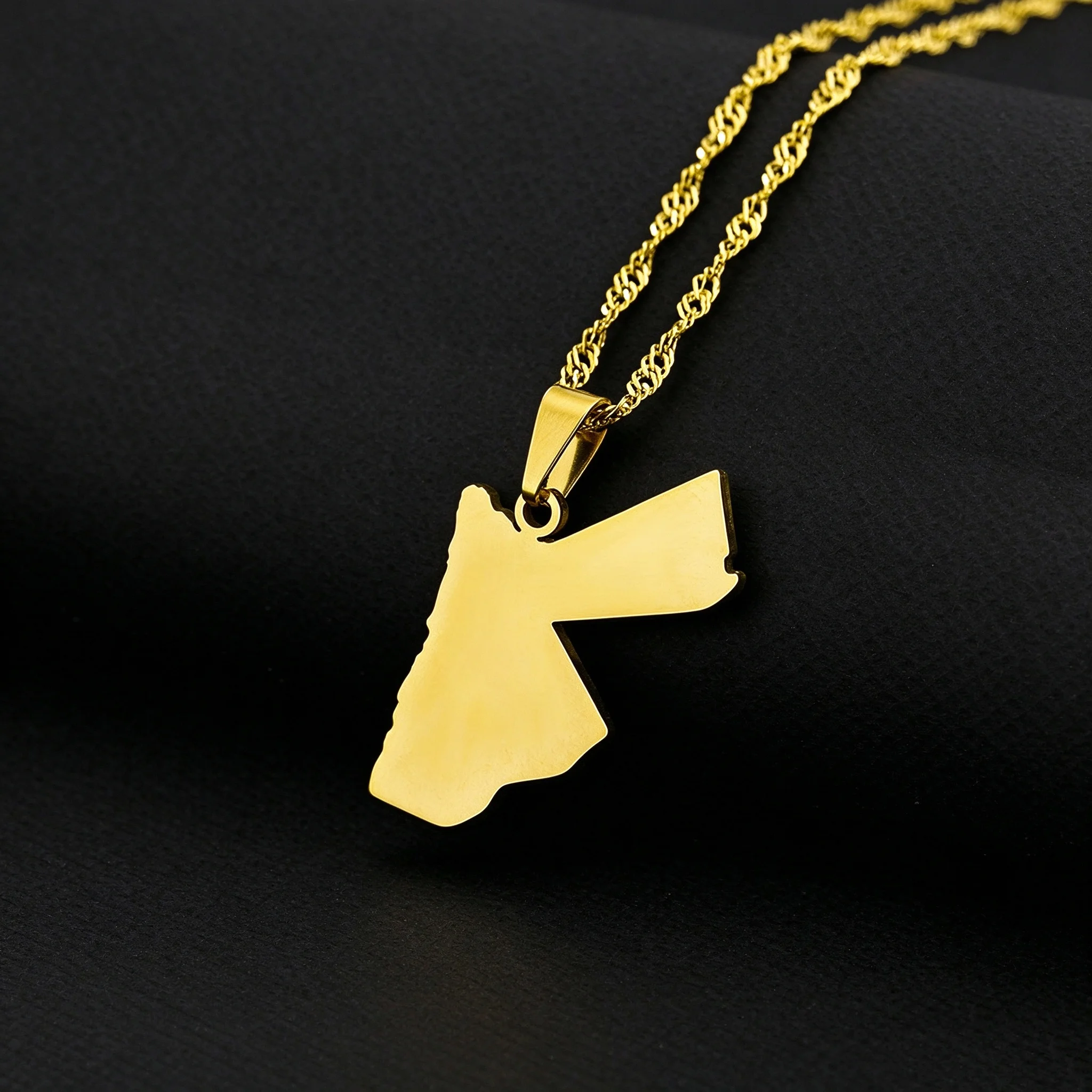 Hot Selling Vintage Enamel Jordan Map Flag Pendant Necklace For Men Women Fashion Patriotic Trendy Jewelry Gift