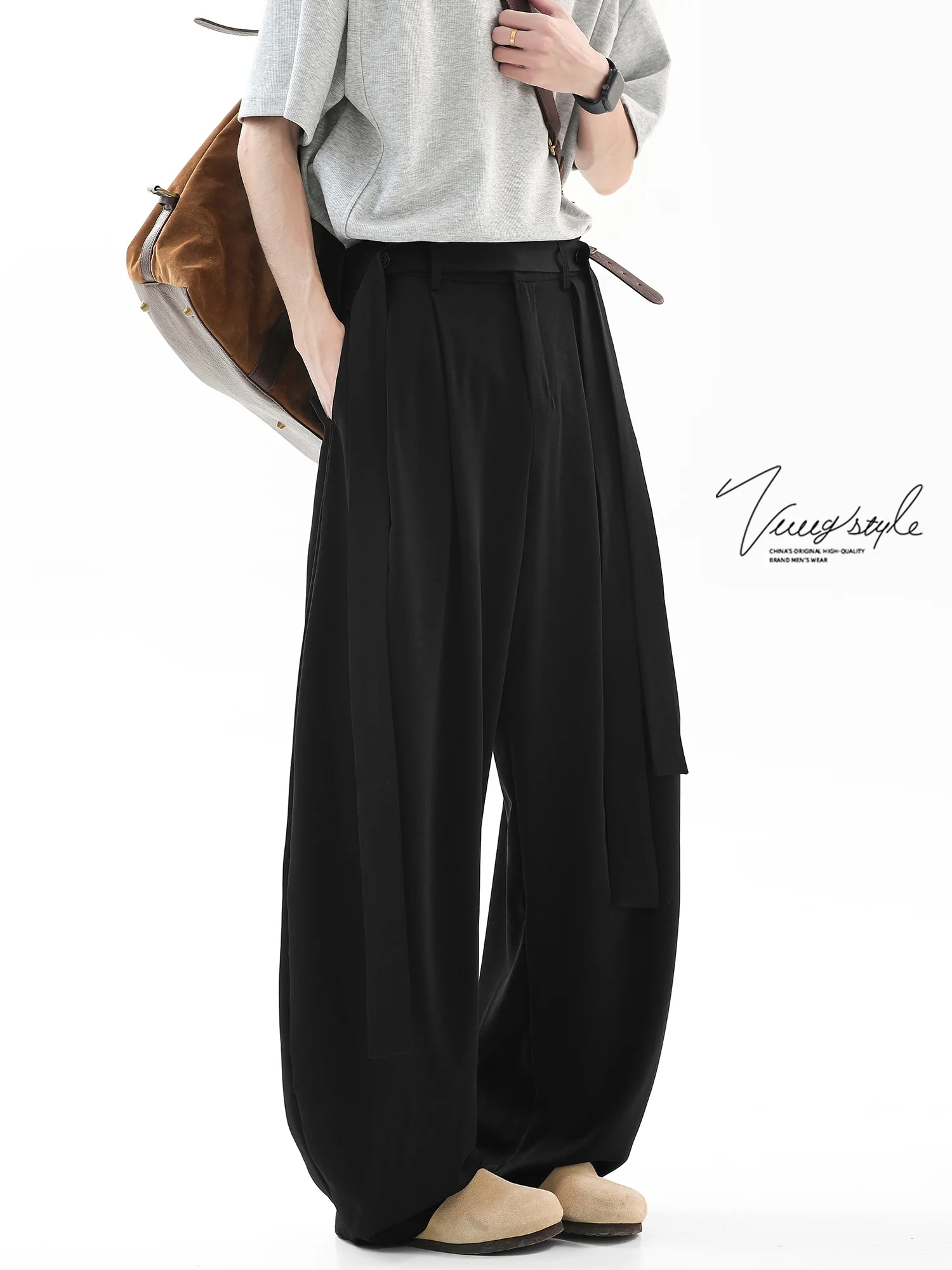 

Мужские летние тонкие прямые повседневные брюки American Sle, свободные брюки из ледяного шелка, модные дышащие брюки