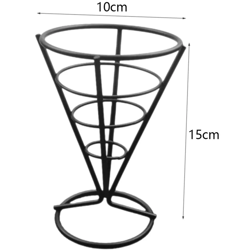Trending 6 Pcs Wire Metal Food Racks Cone Fried Basket Serving Chips Stand Display Stands Chicken Holder