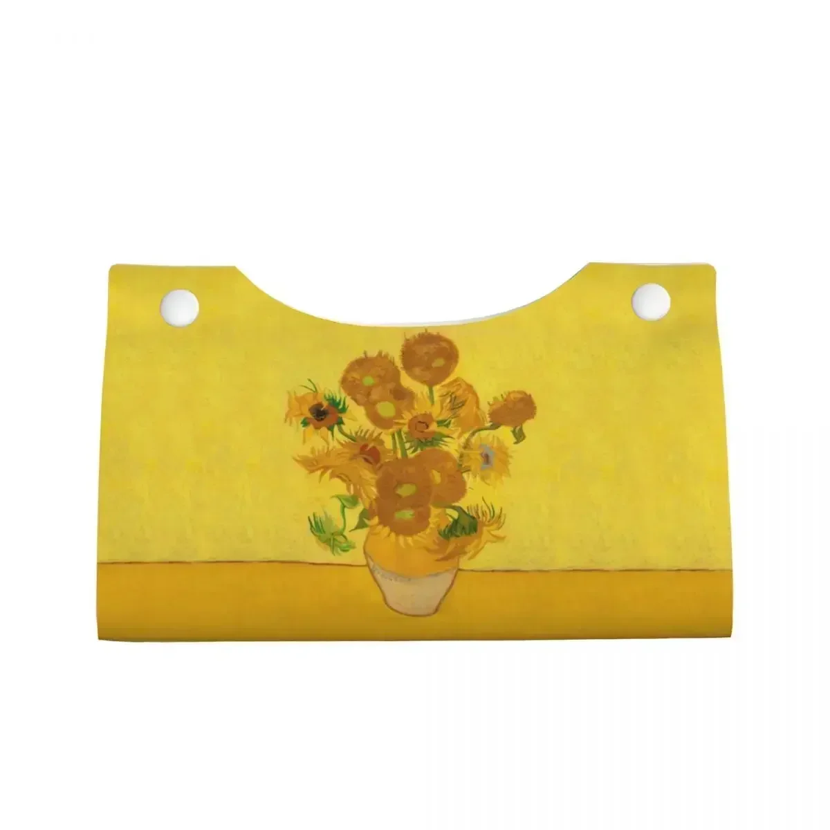 Custom Vincent Van Gogh Sunflowers Tissue Box Cover Rectangular PU Leather Sun Flowers Facial Tissue Box Holder for Bathroom