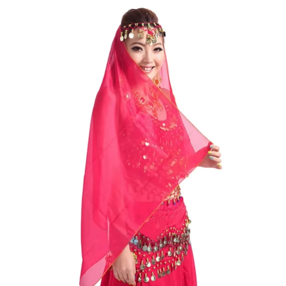 

New 150cm Belly Dancing Scarf Chiffon Solid Color Indian Dance Headband Women Headdress Stage Performance Props