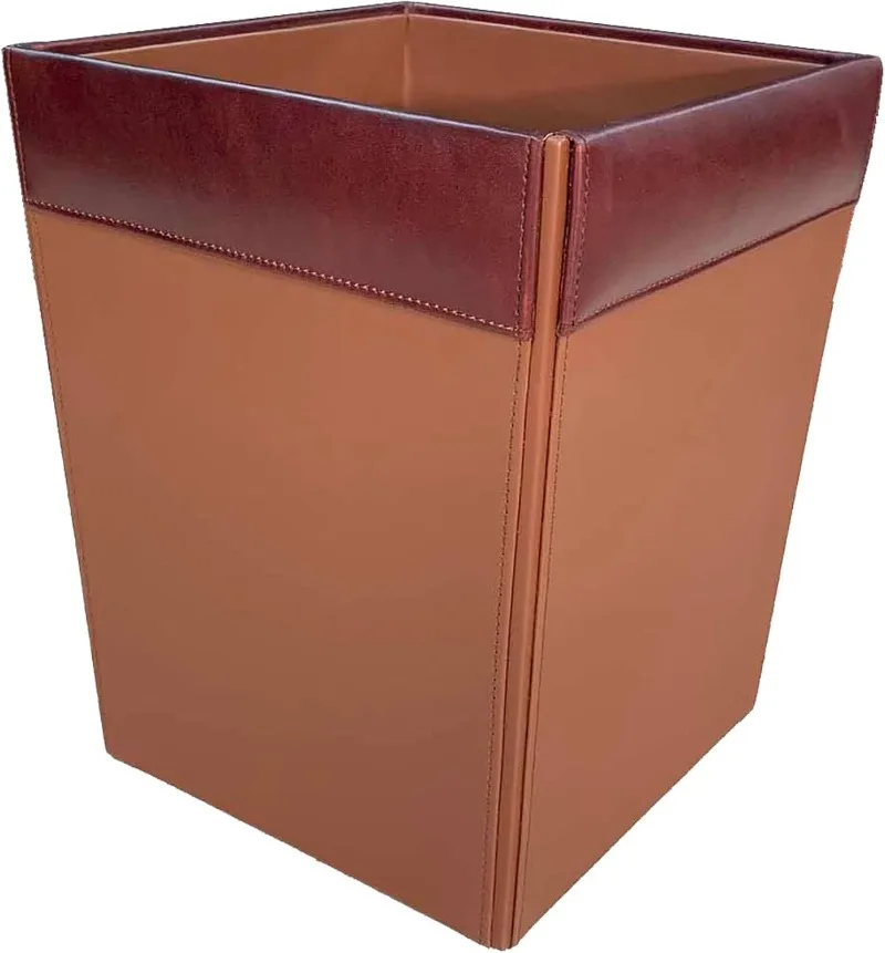 

Mocha Leather Waste Basket