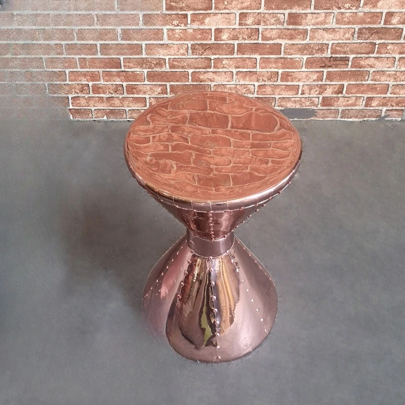 Personalized aluminum leather rivet waist drum small coffee table