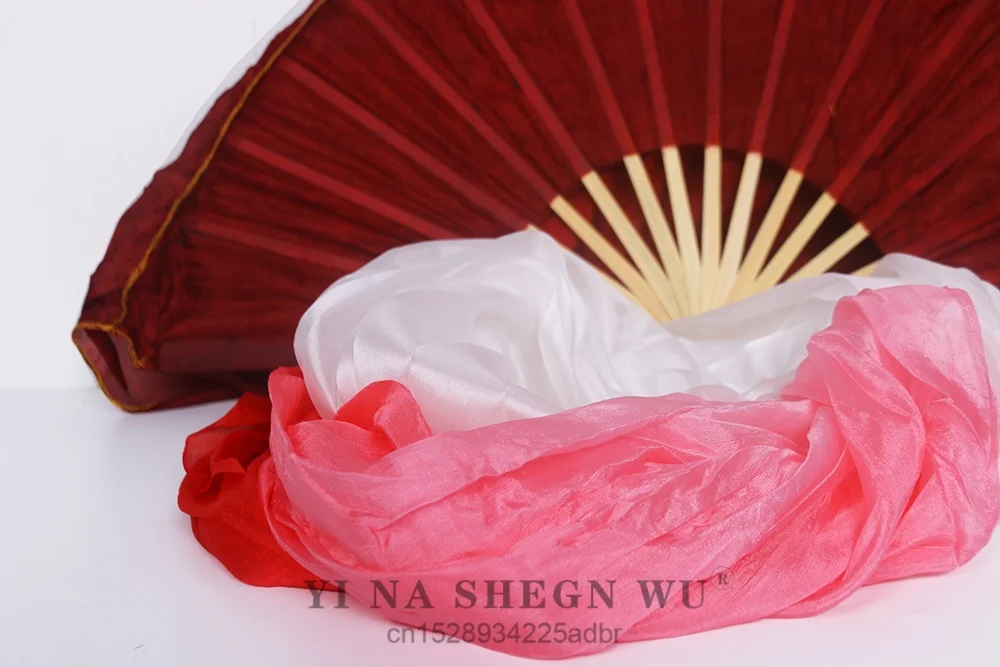 Kid Vrouwen Buikdansen Fan 1 Paar Kleurverloop Danser Lange Echte Zijde/Imitatie Zijde Fans 150/180x90 cm Rayon Zijde Fans