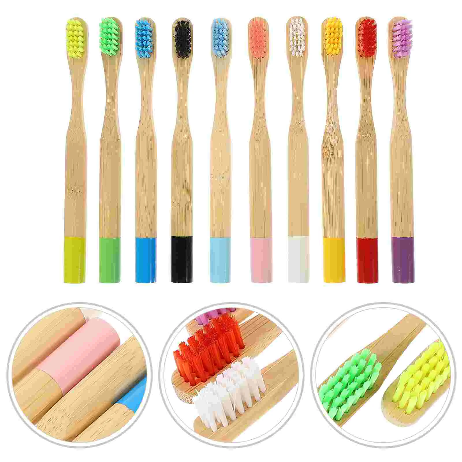 10 Pcs Bamboo Charcoal Children's Toothbrush with Soft Bristle Handle Wear-resistant Teeth Convenient Kids