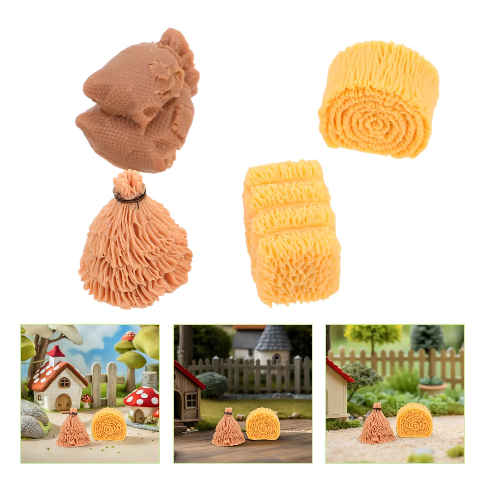 

40Pcs Mini Hay Bales Realistic Farm Garden Decor Miniature Prop for DIY Crafts Sand Table Dollhouse Mini Scenery Decoration Fake