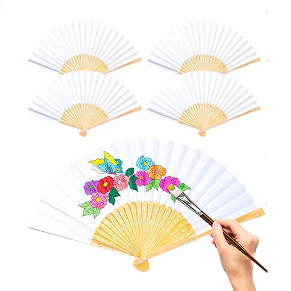 10pcs DIY Paper Fan Bamboo Paper Fan Art Craft Gift Home Decoration Ornaments Dance Hand Fans Wedding Party Home Decorative
