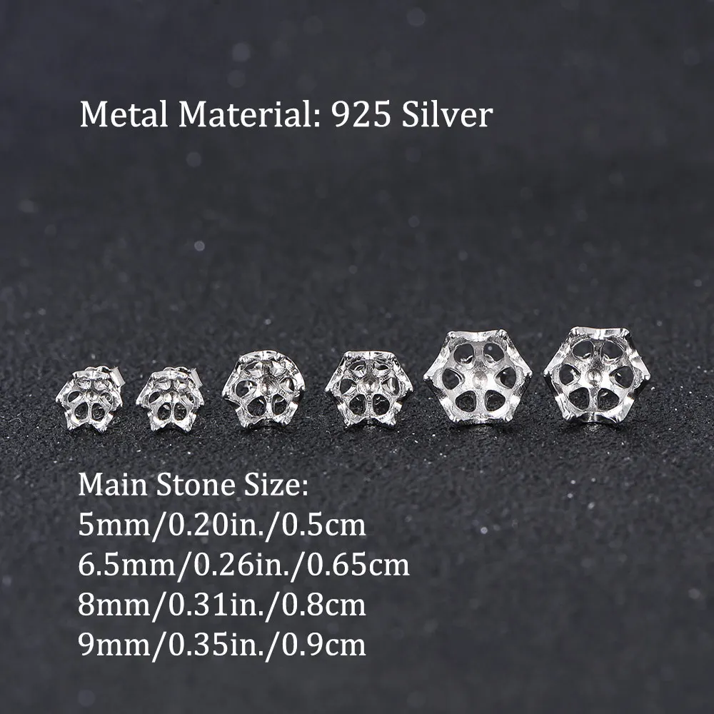 A pair of 5-8mm Lotus Style Earring Blanks, S925 Sterling Silver Material, Exquisite and Simple Design for Earring Settiing
