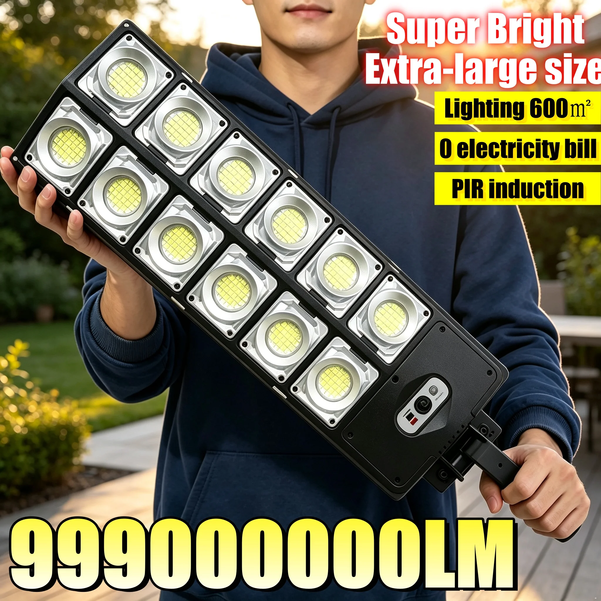 999000000LM Solar 8000W LED Lights PIR Sensor Solar Powered Lamp 3 Modes Garden Lighting Waterproof Solar Lamp for Yard Path