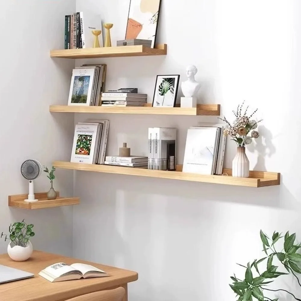 

Экономия места, деревянная плавающая полка, минималистичный стиль, декоративная витрина, деревенский настенный стеллаж для хранения, кухня