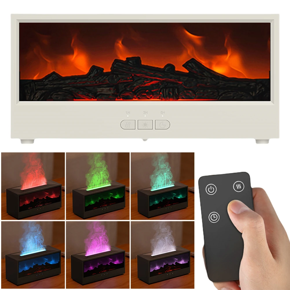 Dynamic Flame Fireplace Aromatherapy Diffuser Timer and Auto Off Flame Fireplace Aroma Diffuser with Remote for Home Room Office