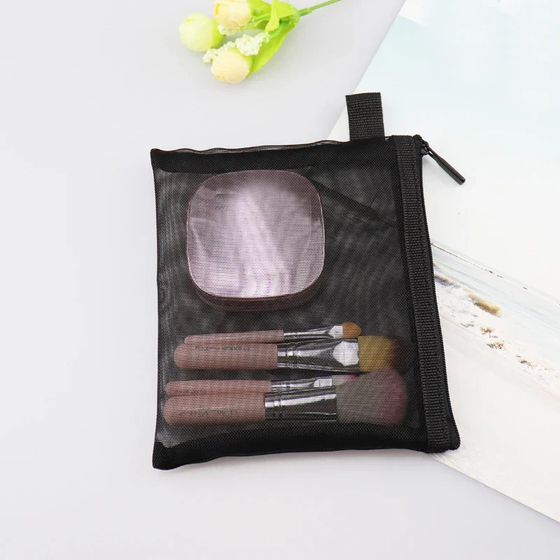 Women Transparent Travel Cosmetic Storage Bag Mesh Zipper Makeup Organizer Toiletry Beauty Wash Kit Bag Case Pouch