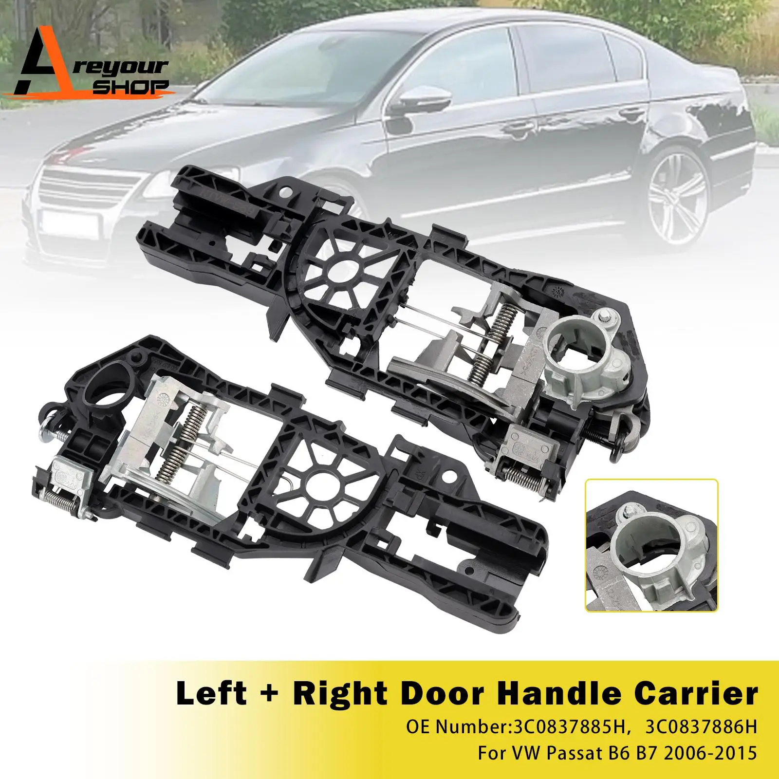 

Front Left + Right Door Handle Carrier for VW Passat B6 B7 2006 2007 2008 2009 2010 2011 2012 2013 2014 2015