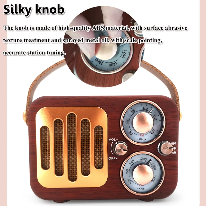 Портативный ретро FM AM радио, классический винтажный радиоприемник, перезаряжаемый беспроводной Bluetooth-динамик, TF-карта, USB AUX, аудиоплеер