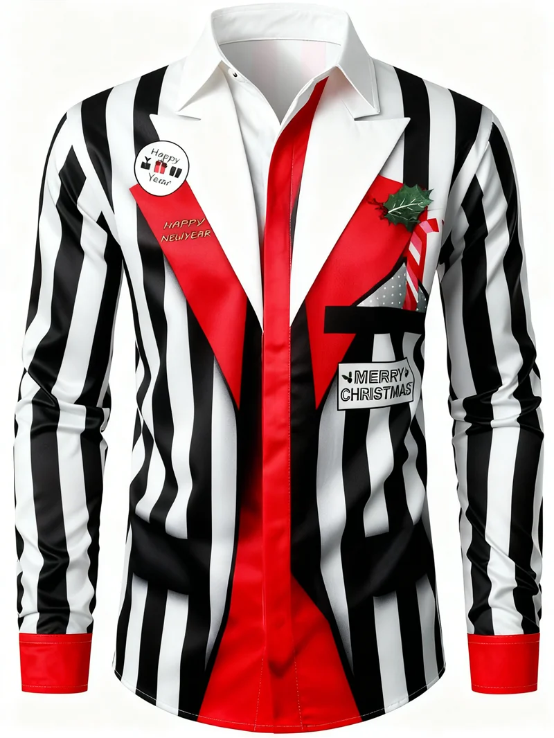 

Мужская рубашка с длинными рукавами, повседневная уличная красная и черная полоска в нерегулярную полоску, модный подходящий новый хит продаж, мужской топ