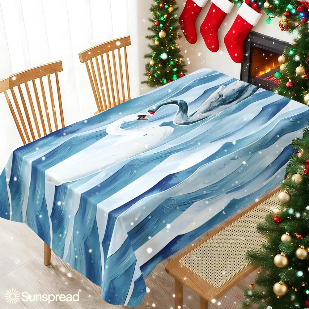 Swan Waves Waterproof table cloth, splash-proof tablecloth, for party, Halloween, Christmas, dining, camping