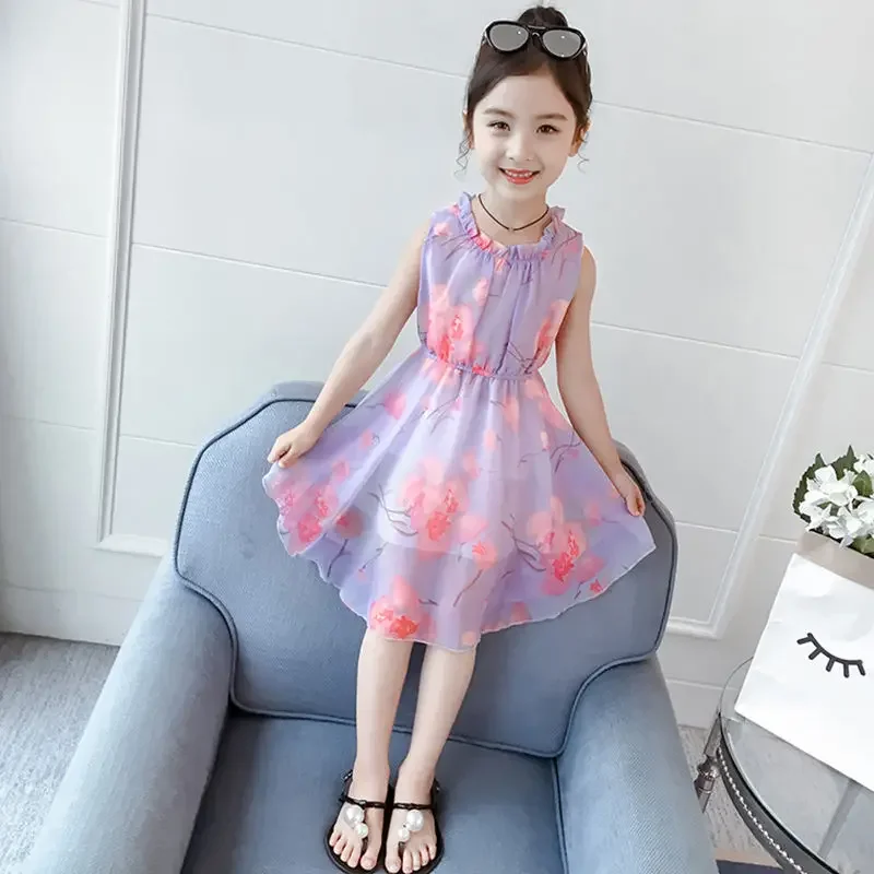 

Girls Dresses for School New Children Floral Vest Dress Casual Elegant Princess Party Dress Girl Clothes 2 3 4 7 9 12Y Ball Gown