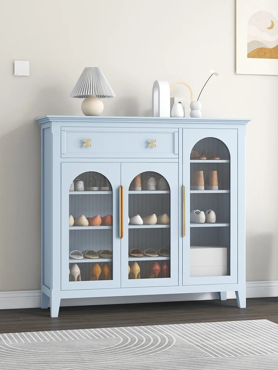 Blue Dustproof Shoe Cabinet Three Doors Two Doors Large Capacity Home Doorway Entrance Cabinet Living Room Side Cabinet