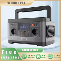 Flashfish P63 Portable Power Station 500W Solar Generator 520Wh With inverter Battery Home Backup Outdoor Camping Mobile power