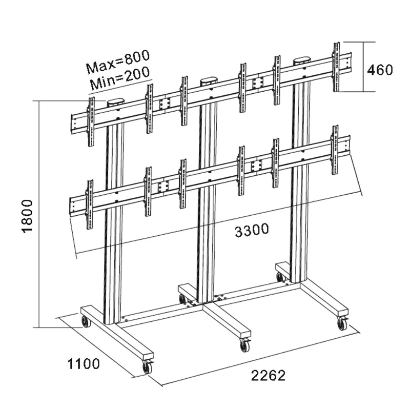 Scherm Video Muur Vloerbeugel Landschap Wielbasis (3*2) (AW 600)