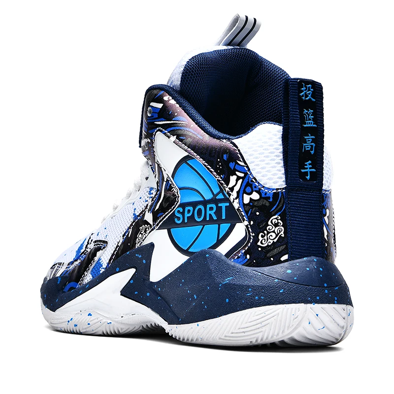 Brand Kids Non-Slip Basketball Shoes Breathable Sports Shoes Comfortable Gym Training Athletic Shoes Boys High Top Sneakers