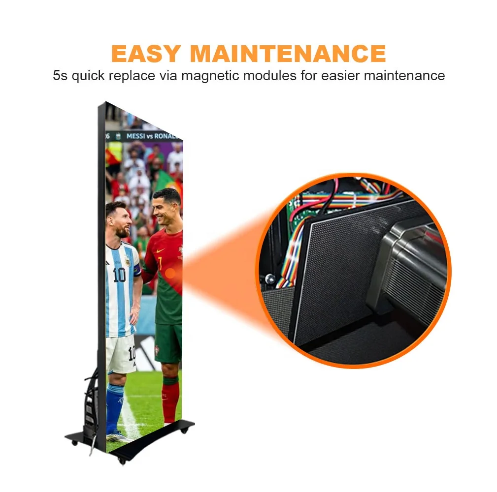 Mobile Lightweight P2 P2.5 Indoor LED Poster Screen Fast Setup Lockable Wheels 3-Year Warranty Manufacturer