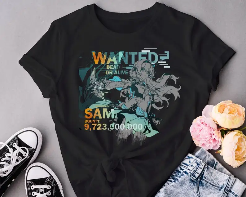 

Firefly Stellaron Hunter SAM Wanted Poster Vintage Honkai Star Rail Manga Graphic Graphic Tee Aesthetic Unisex T-Shirt