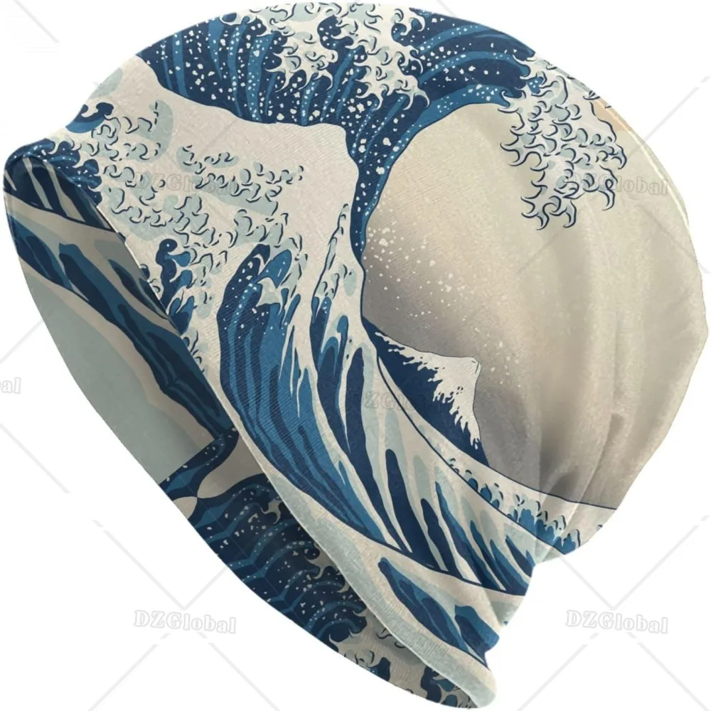 Ancient Japanese Kanagawa Great Wave Casual Scarf Bandana Loose Hat Stretch Headwear Beanie Hat for Outdoor Running Climbing