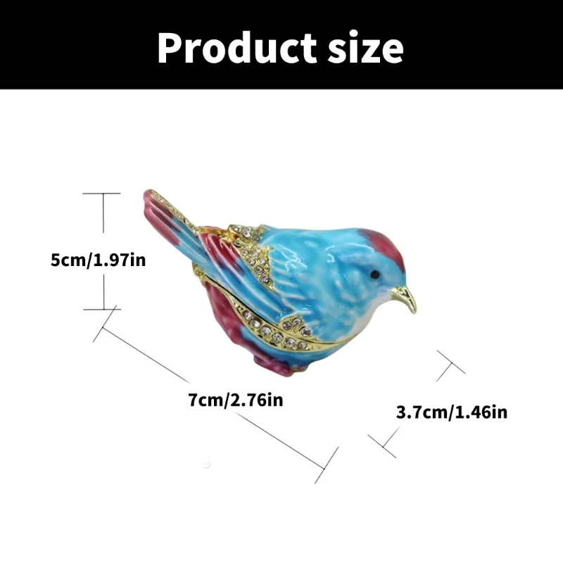 Fast Reach Lovely Sparrow Shaped Jewelry Box Enamel Case for Stylish Accessory Organization